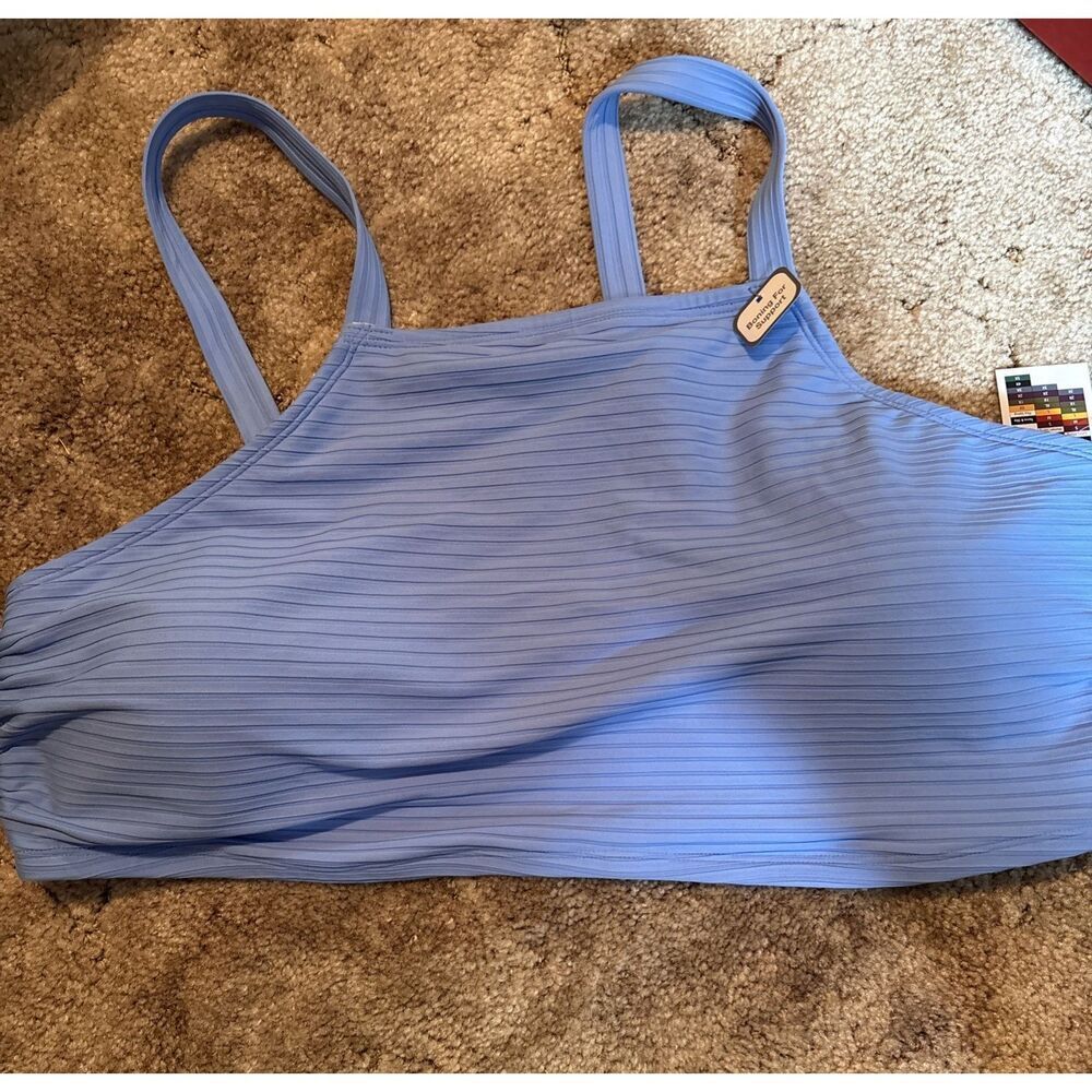 NEW women’s‎ size 3X Time and Tru Sky Blue swim top With Boning For Support